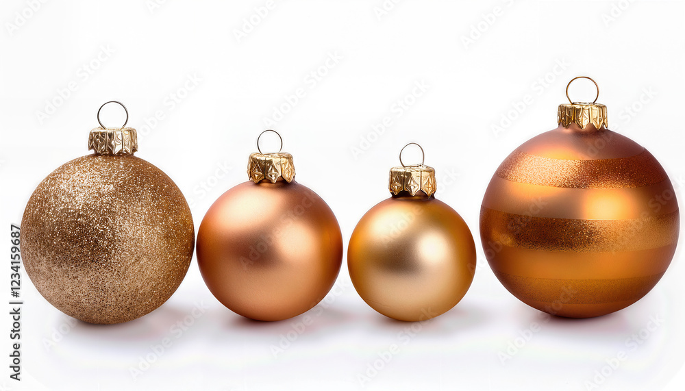 golden christmas balls on white background golden christmas balls on white background