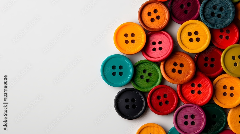 Colorful Wooden Buttons on White Background Colorful Wooden Buttons on White Background