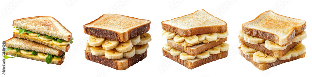 Banana sandwich isolate on white background Set Collection Png. Banana sandwich isolate on white background Set Collection Png.