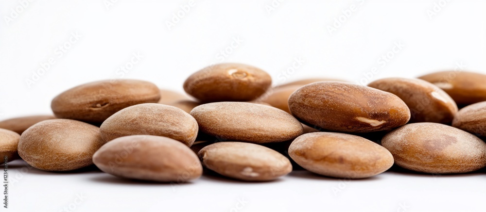 Lima beans pile, close-up, white background, food ingredient Lima beans pile, close-up, white background, food ingredient