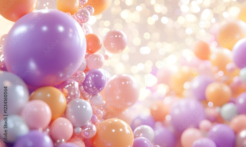 Pastel balloons backdrop, party decor, festive event Pastel balloons backdrop, party decor, festive event