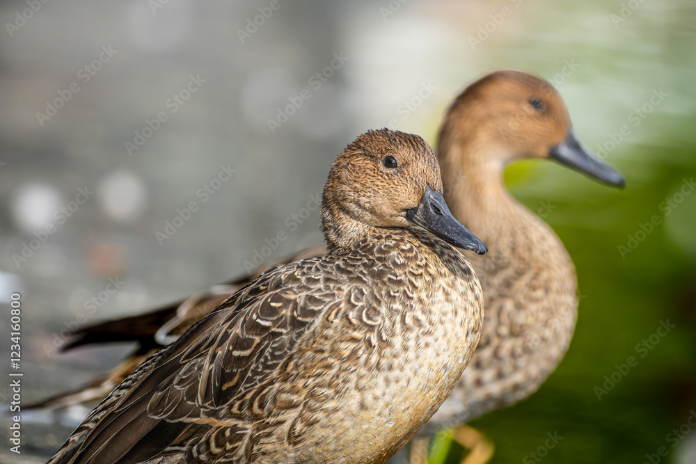階段とオナガガモ 階段とオナガガモ