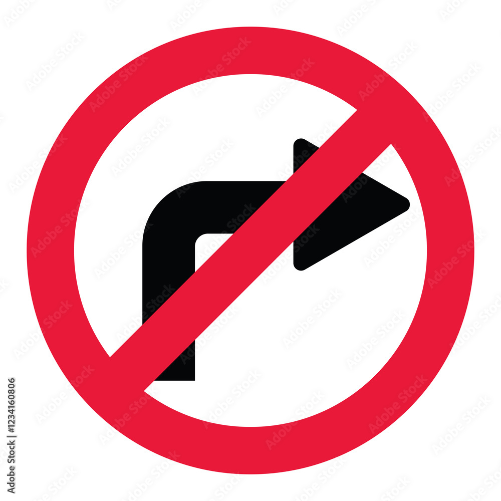 No right turn signage vector illustration 02 No right turn signage vector illustration 02