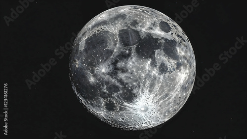 A stunning and detailed view of the moon's surface showcasing lunar craters and surface texture