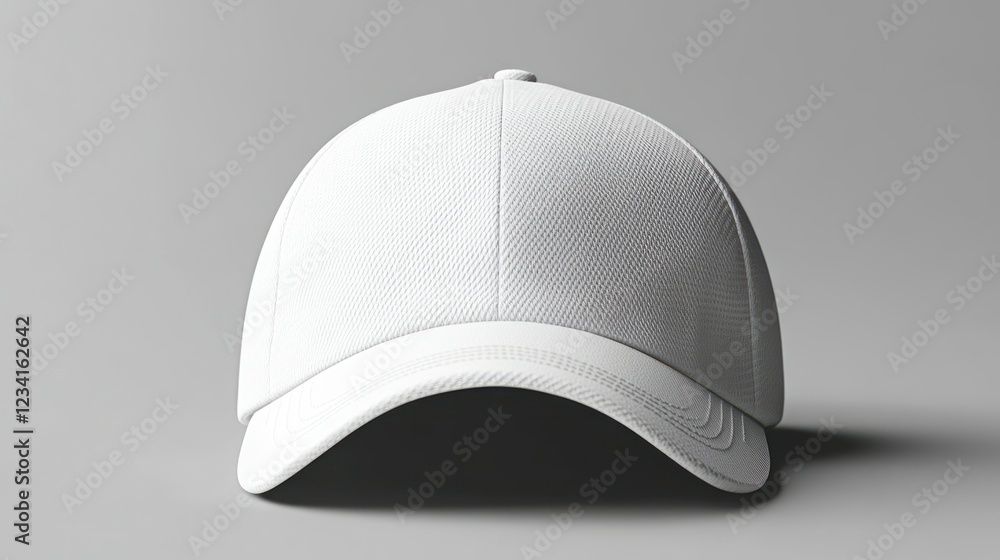 Pure white baseball cap ready to be adjusted isolated on grey background Pure white baseball cap ready to be adjusted isolated on grey background