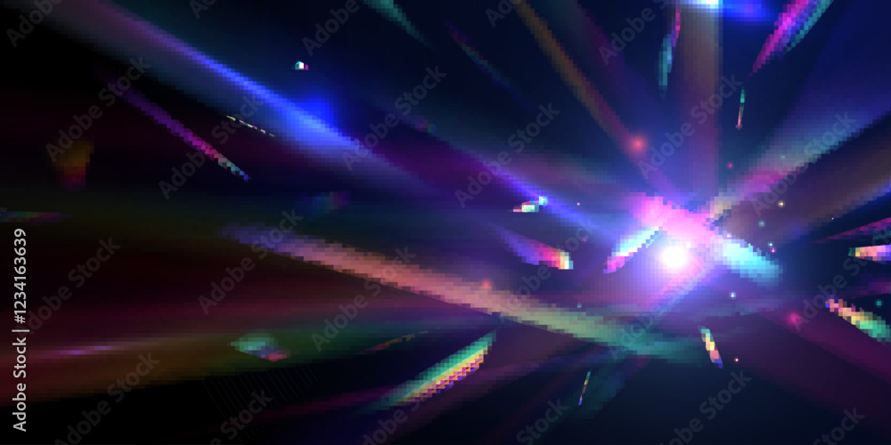 Obraz premium Colorful funky fantasy abstract holographic background. Soft shadow form window and plants, light overlay effect. 