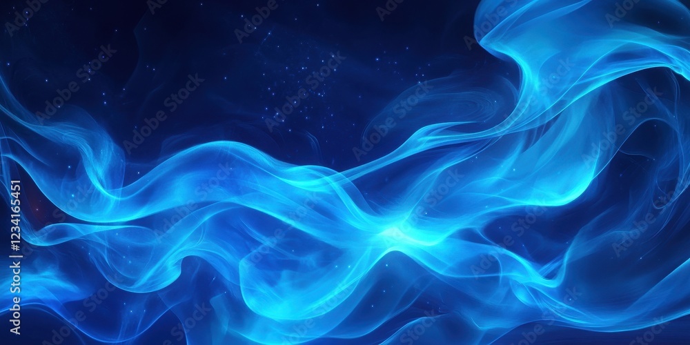 Fototapeta premium Abstract Blue Energy Waves Flowing Through Space