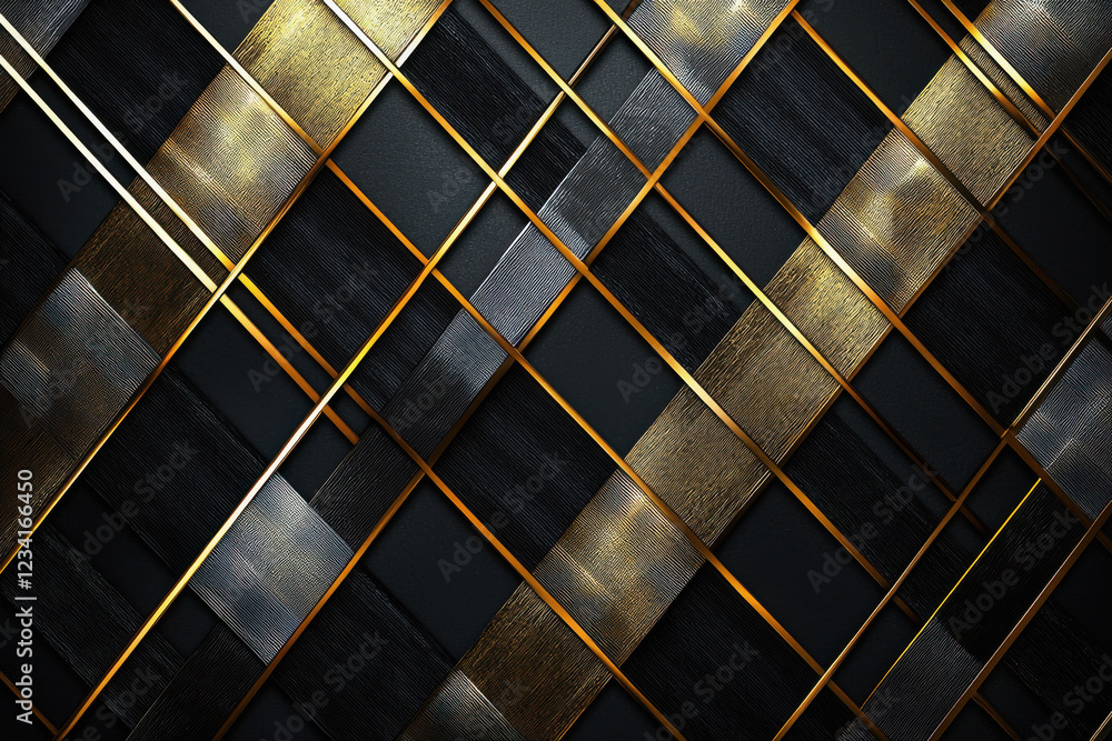 custom made wallpaper toronto digitalLuxurious plaid pattern with metallic accents on a matte black background for high-end fashion designs