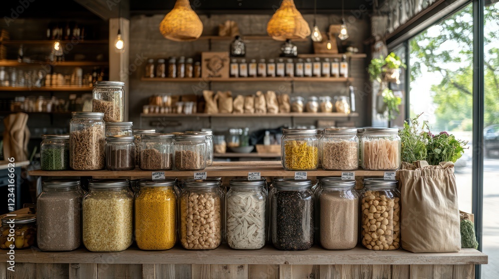 Fototapeta premium Bulk Food Store: Organic Grains and Legumes in Rustic Setting