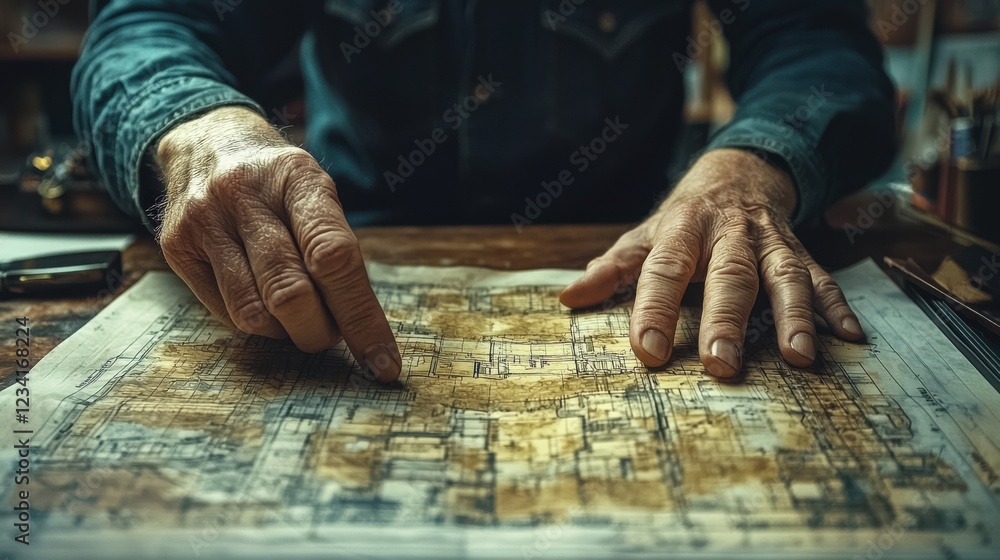 A man is pointing at a map with his fingers. Generative AI A man is pointing at a map with his fingers. Generative AI