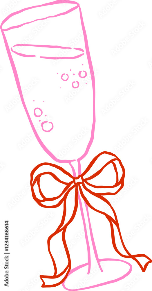 Champagne Glass with bow Outline Champagne Glass with bow Outline