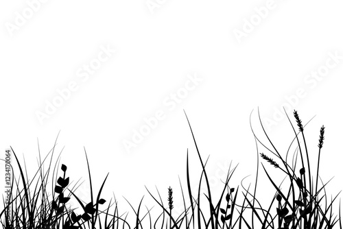 meadow silhouette with weeds