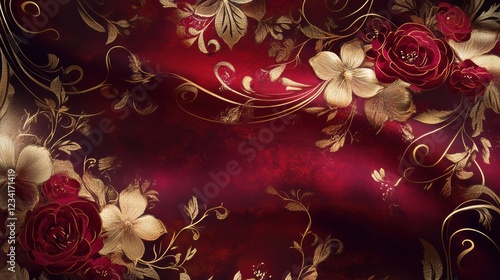 A Rich Background with Ruby Red and Gold Tones