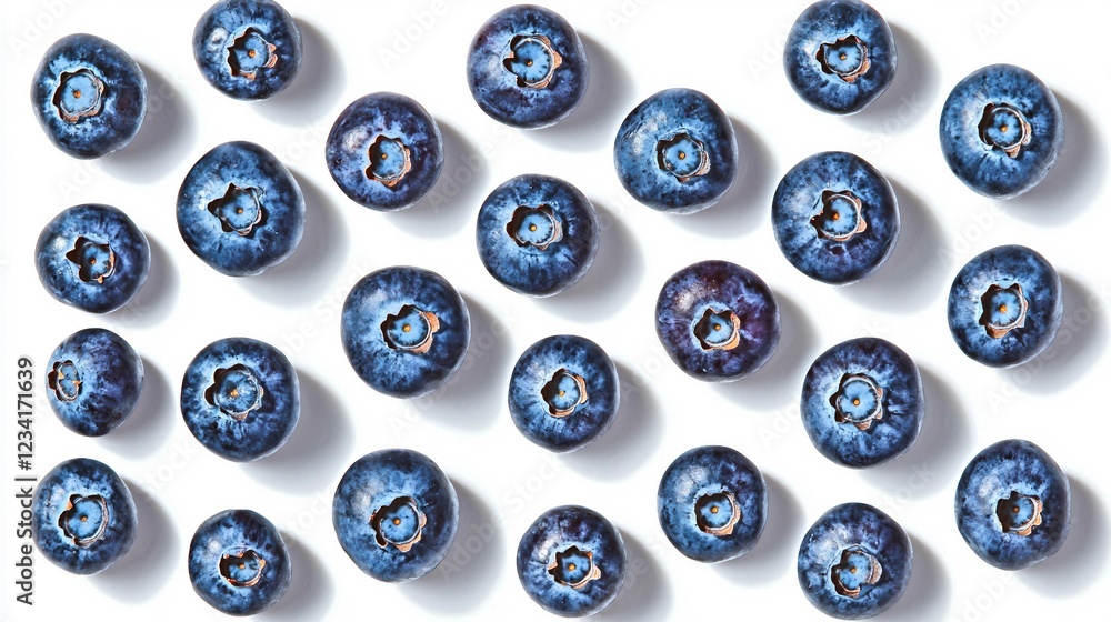 Fresh Blueberries with Vibrant Colors on White Background Surface Fresh Blueberries with Vibrant Colors on White Background Surface