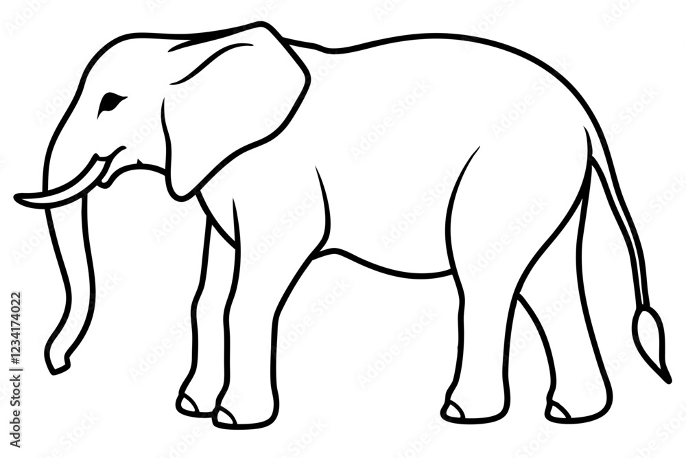 One-Line Elephant Illustration Vector Art One-Line Elephant Illustration Vector Art