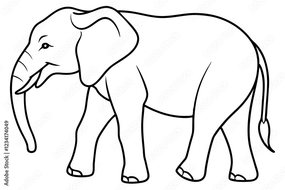 One-Line Elephant Illustration Vector Art One-Line Elephant Illustration Vector Art