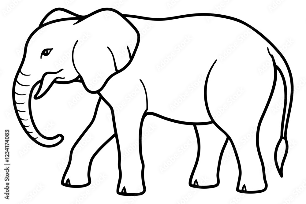 One-Line Elephant Illustration Vector Art One-Line Elephant Illustration Vector Art