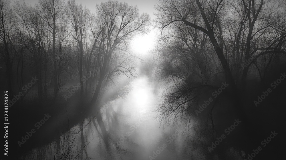 Obraz premium Foggy River Landscape