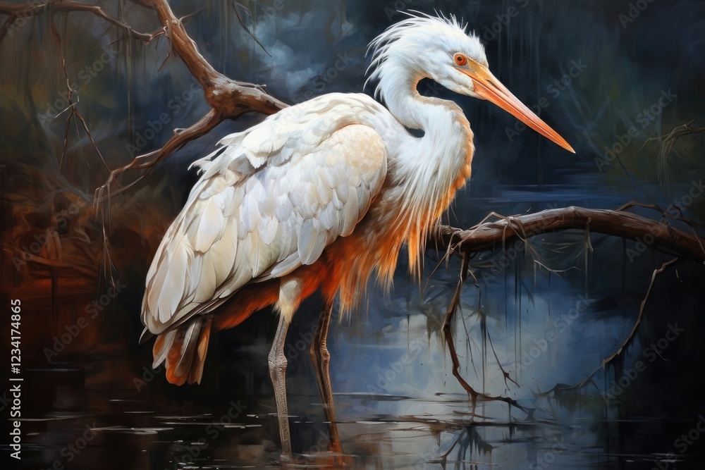 Fototapeta premium Crane bird painting animal beak.