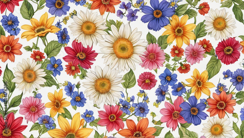 Wallpaper Mural flowers on a white background Torontodigital.ca