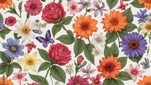 Wallpaper Mural pattern with flowers Torontodigital.ca