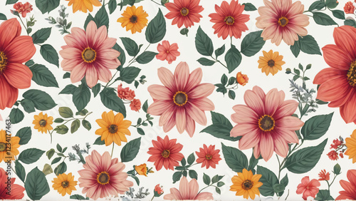 Wallpaper Mural seamless floral pattern Torontodigital.ca