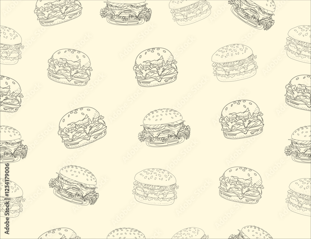 doodle burger pattern background. doodle fast food burger seamless pattern background. seamless pattern of hamburger in doodle style. Seamless Pattern of a Cheese Burger or Hamburger. doodle burger pattern background. doodle fast food burger seamless pattern background. seamless pattern of hamburger in doodle style. Seamless Pattern of a Cheese Burger or Hamburger.