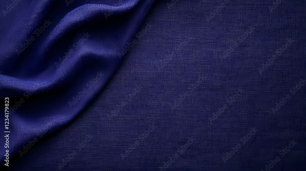 Fototapeta premium Dark Blue Fabric Drape on Textured Background