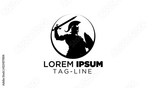 Strong and Brave Spartan Warrior Logo – Helmet, Sword, and Shield Circular Emblem | Ancient Greek Warrior, Gladiator, Battle Shield, Military Badge, Tactical Gaming Logo, and Warrior Brand Design