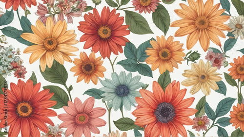 seamless background with flowers