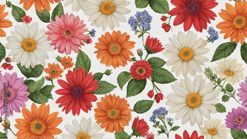Wallpaper Mural seamless background with flowers Torontodigital.ca