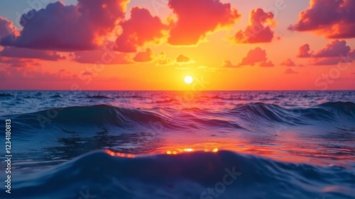 beautiful scarlet sunset in the sea