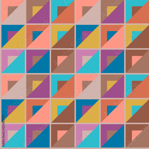 Geometric seamless pattern, checkered design with mute colors and mocha color