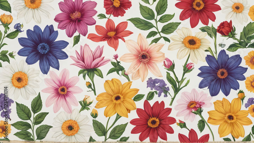 Wallpaper Mural seamless background with flowers Torontodigital.ca