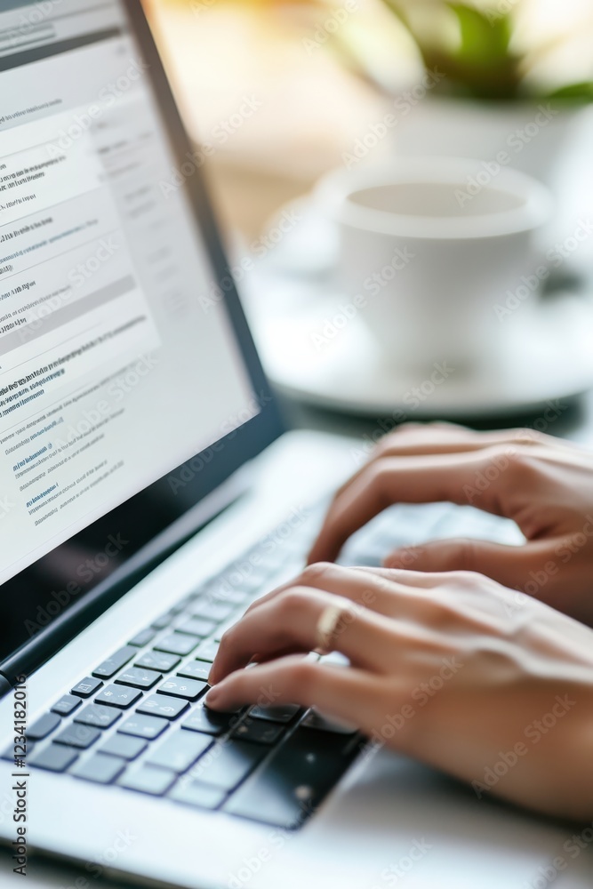 hands on laptop keyboard filling online job application hands on laptop keyboard filling online job application
