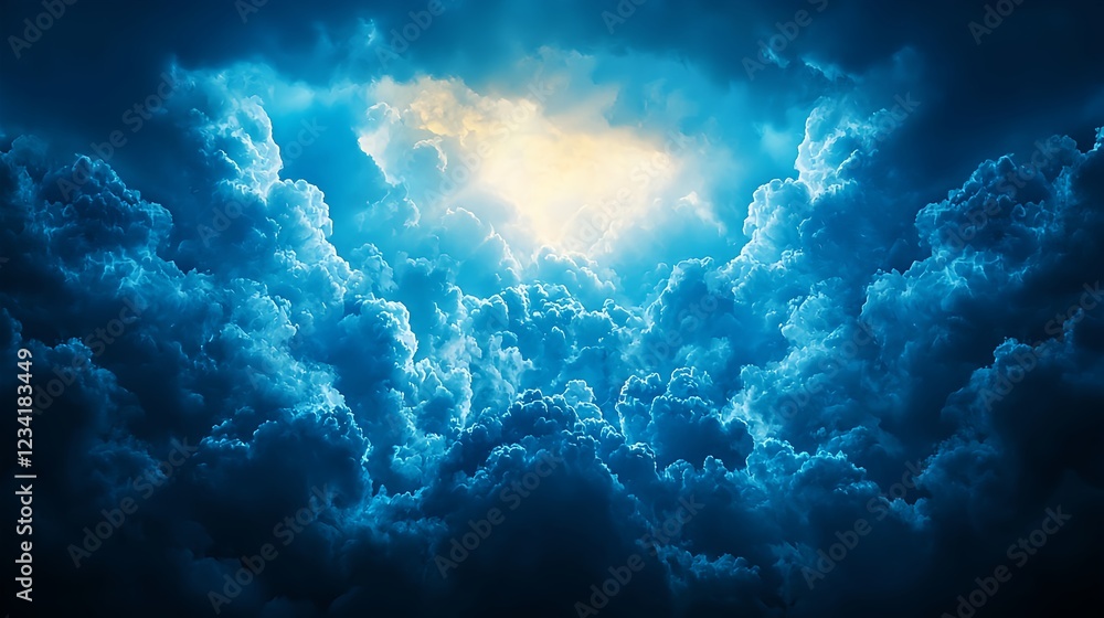 Fototapeta premium Dark Blue Night Sky with Bright Light Emerging Through