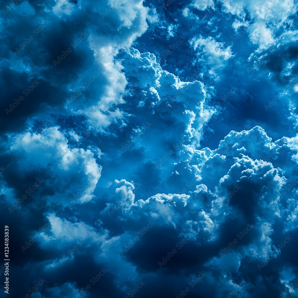 Fototapeta premium Dark Blue Night Sky with Dramatic Cloud Formations
