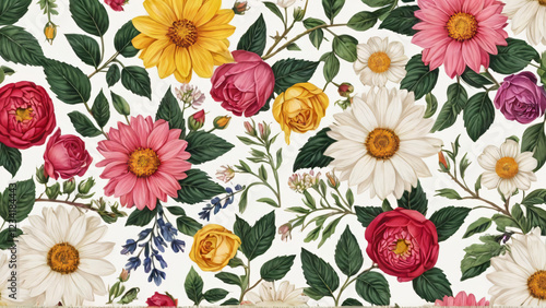 Wallpaper Mural seamless background with flowers Torontodigital.ca