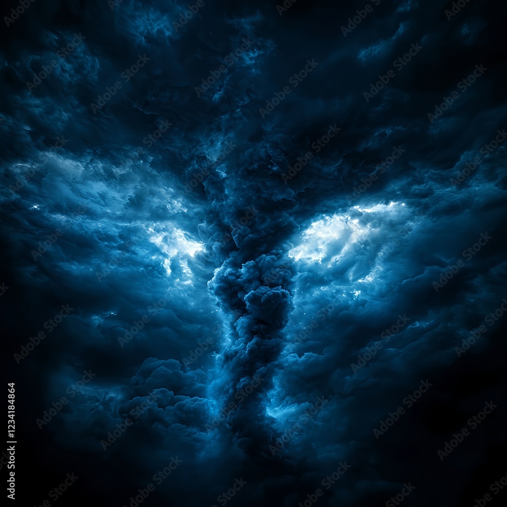 Obraz premium Dark Blue Night Storm Clouds Vortex