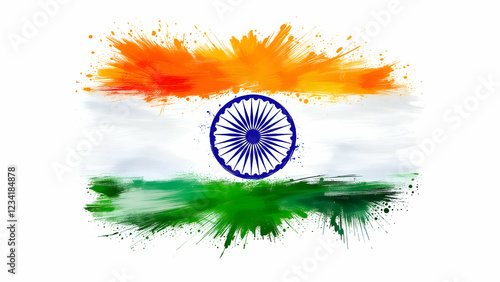 India Flag, 15 August, 26 January, Republic Day, Independence Day, Indian Colorful Flag Holi Festival Illustration 
 photo