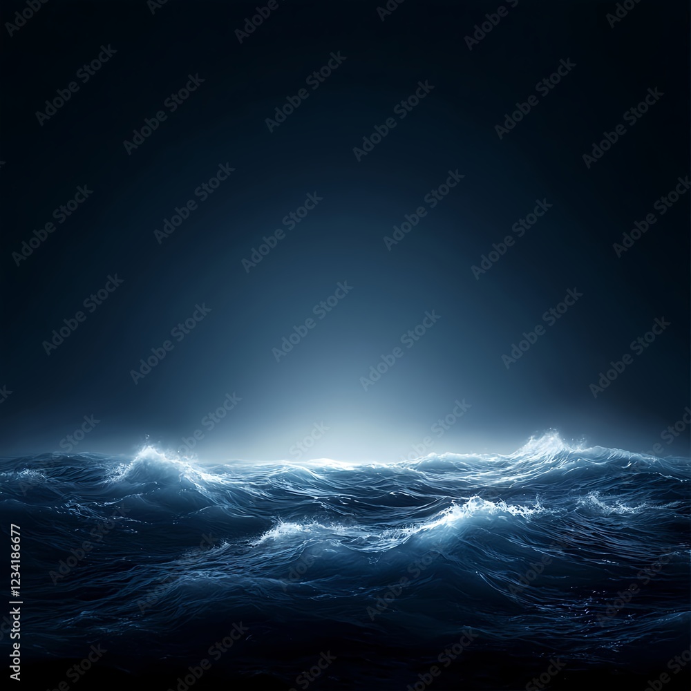 Fototapeta premium Dark Blue Ocean Waves at Night