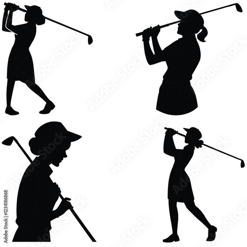 woman golf player bundle art and illustrator eps