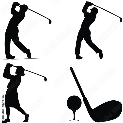 woman golf player bundle art and illustrator eps