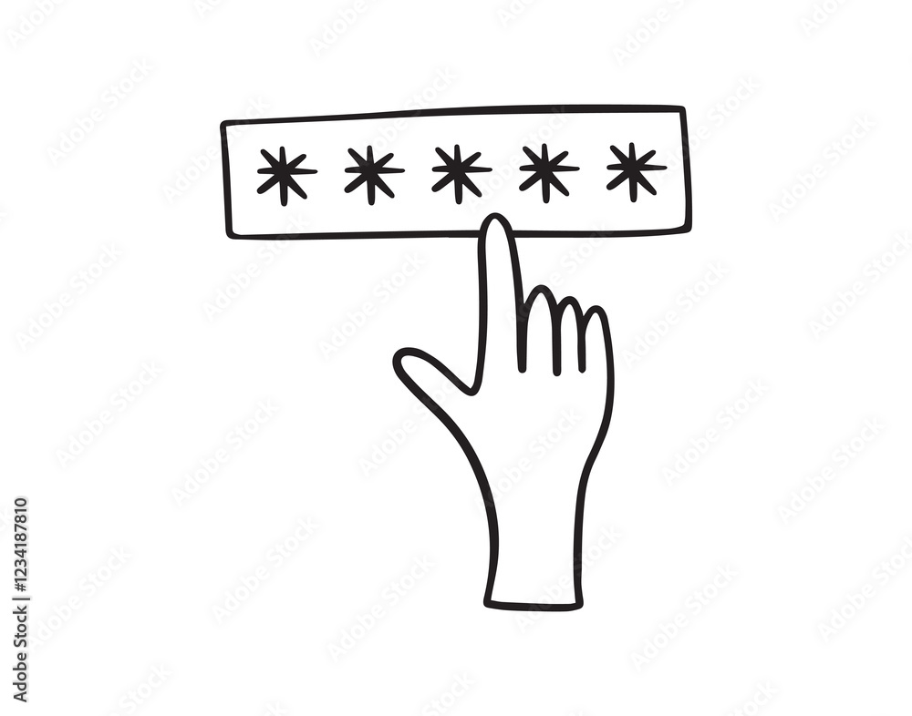 Fototapeta premium Password with hand doodle isolates sign. Hand Drawn outline doodle Security, user authorization, safety access concept.