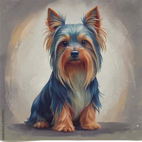 A stunning watercolor composition of a Yorkshire Terrier with its energetic and affectionate nature