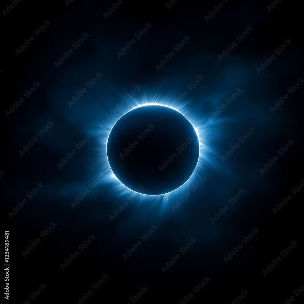 Obraz premium Dark Blue Solar Eclipse with Bright Corona in Space