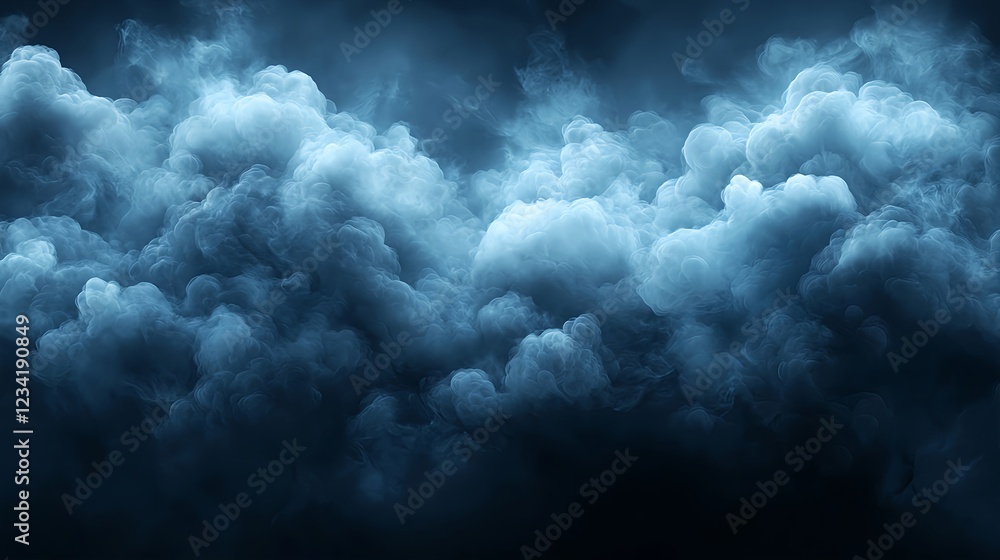 Naklejka premium Dark Blue Storm Clouds at Night Dramatic Heavy Sky Texture