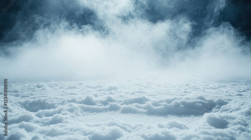 Soft Snow Cover with Mist and Fog in a Winter Landscape Scene Soft Snow Cover with Mist and Fog in a Winter Landscape Scene