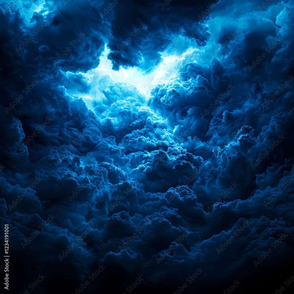 Fototapeta premium Dark Blue Storm Clouds Illuminated From