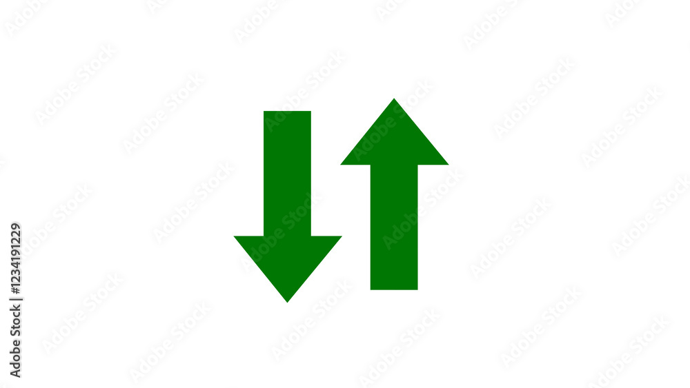 Swipe up and down green arrow on a white background. Up-down arrow loading seamless loop into alfa channel Swipe up and down green arrow on a white background. Up-down arrow loading seamless loop into alfa channel